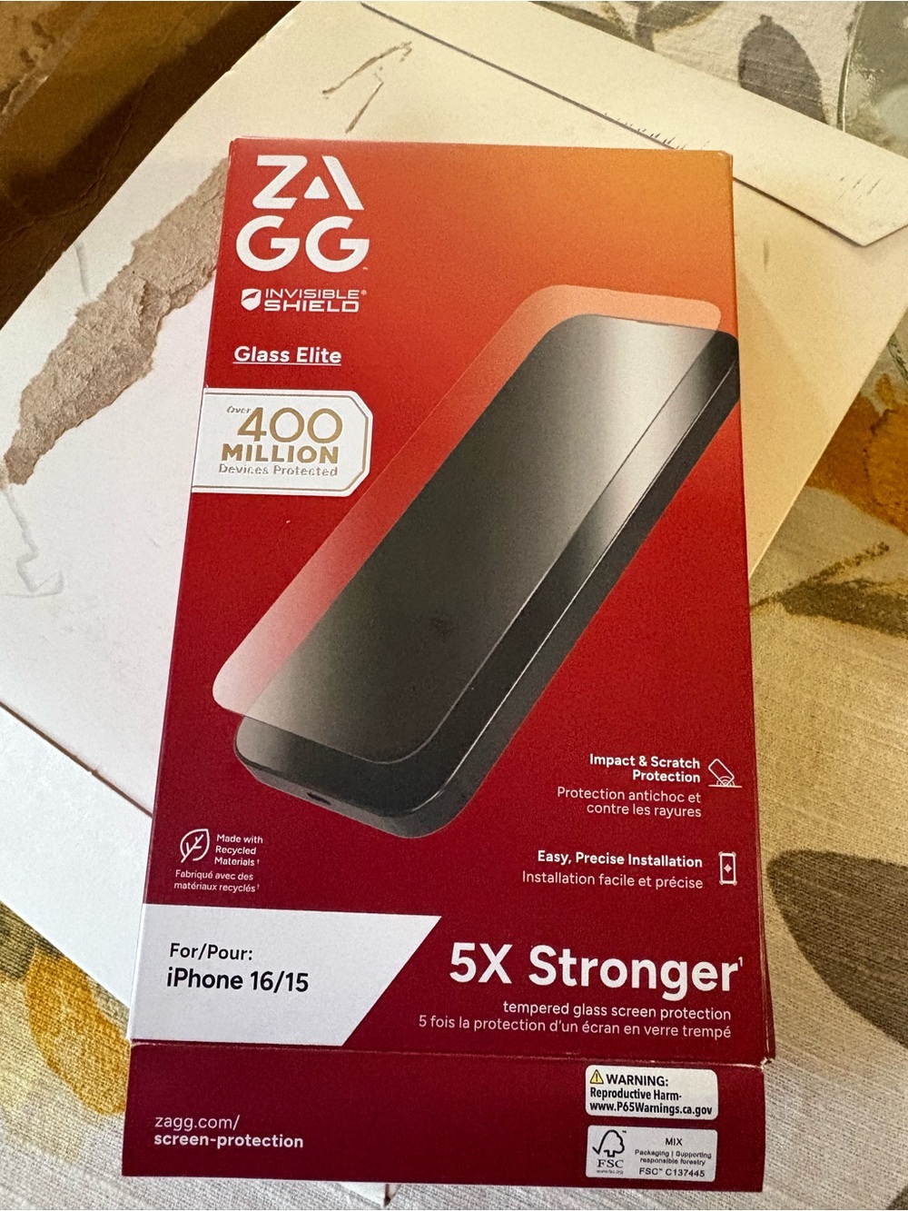 Glass Elite Screen Protector for iPhone 16/15 – Red Packaging